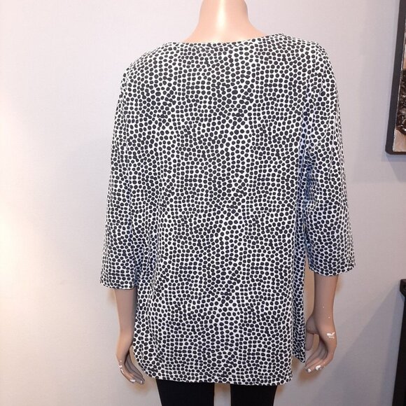 3/$20 In Every Story 3/4 Sleeve Top Womens Plus Size 0X Black White Dotted Twist - Picture 6 of 10